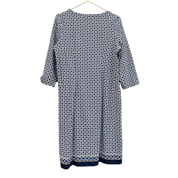 Talbots Plus V-Neck Faux Wrap Shift Dress Blue White Geometric Print Women X NWT - Picture 9 of 9